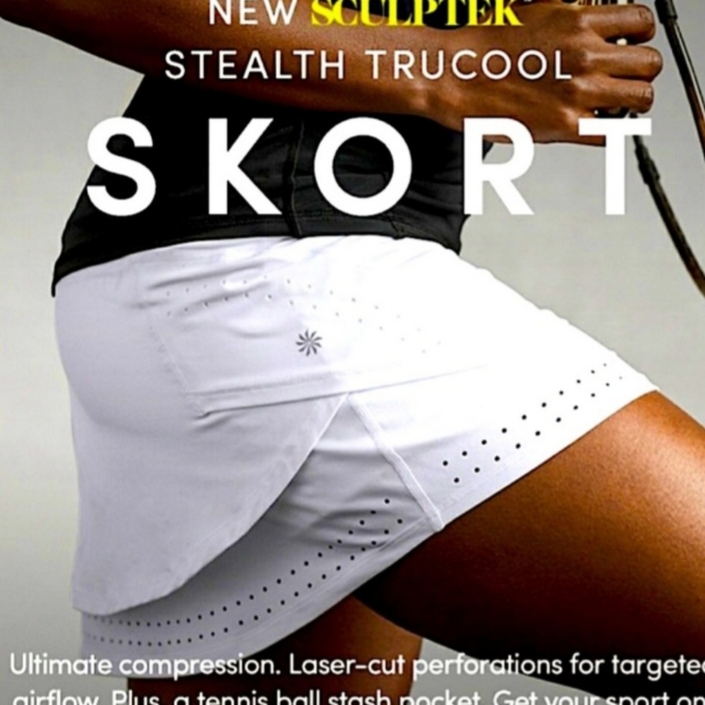 Athleta Stealth Trucool Layered Skort Tennis Skirt Sz Medium Bright White